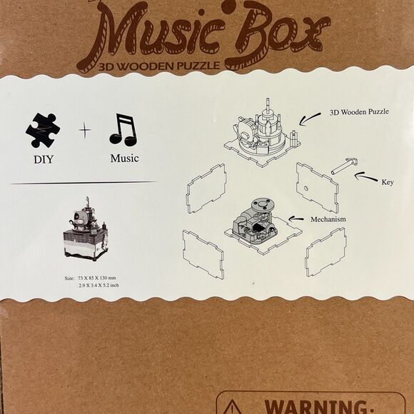 3D Wooden Puzzle Music Box Happy Birthday Crank Robotic Robotime Jigsaw AM309 - Picture 6 of 6